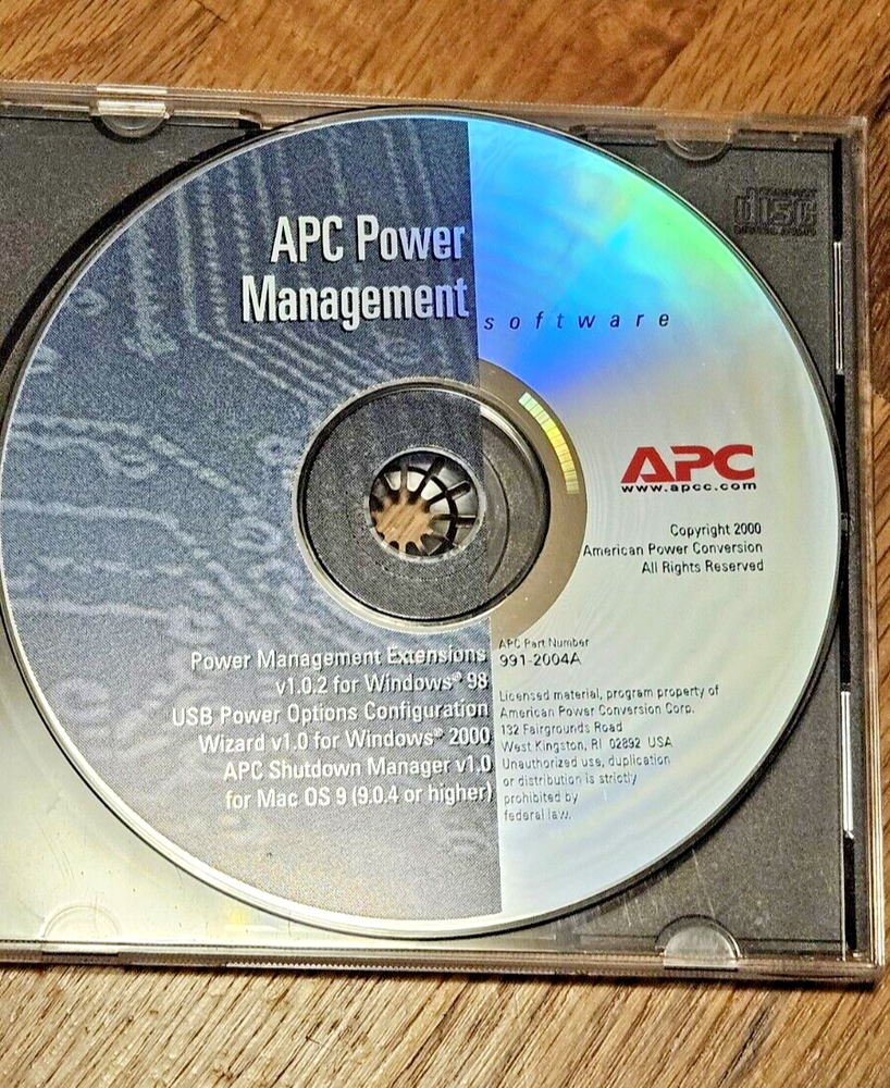 APC Power Management Software CD Windows 98/2000/& Mac OSX 9.0.4 - Good