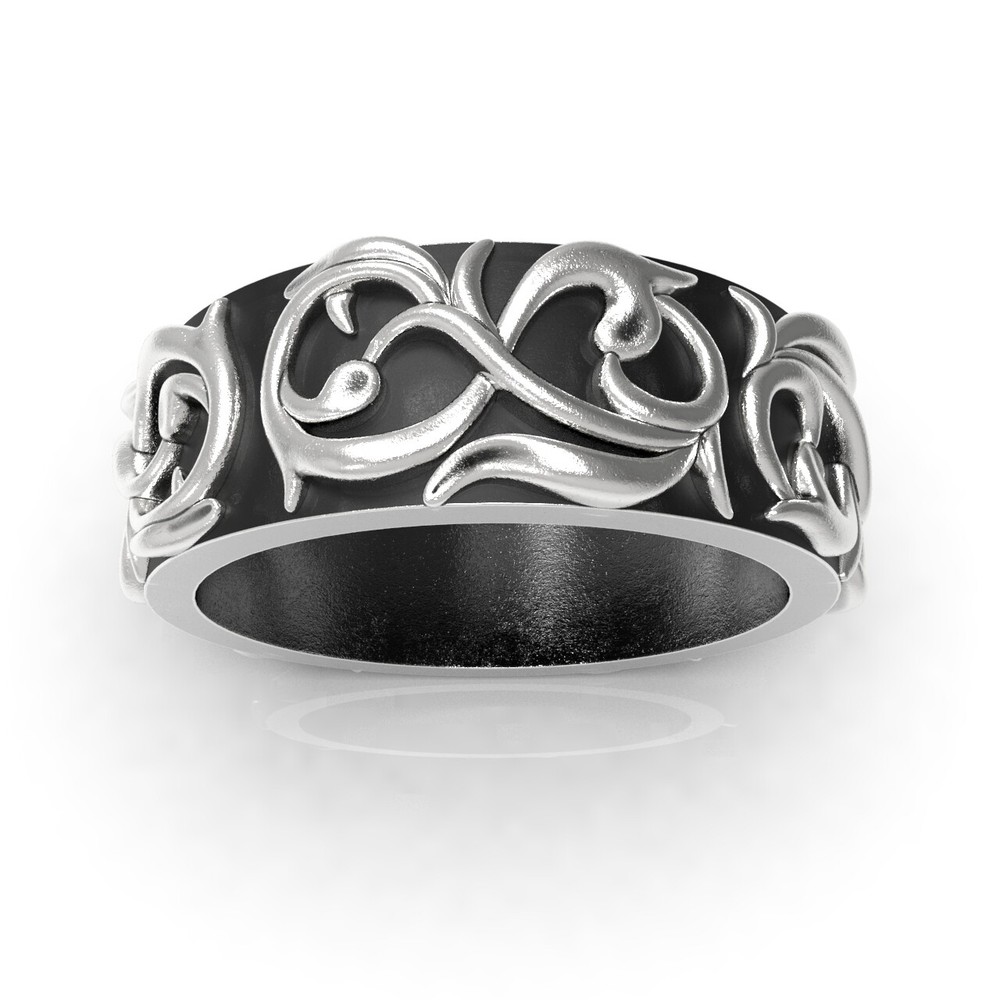 Pattern Ring Band Gothic Badass Bikers Men Ring Model-ETS1 3D print model.