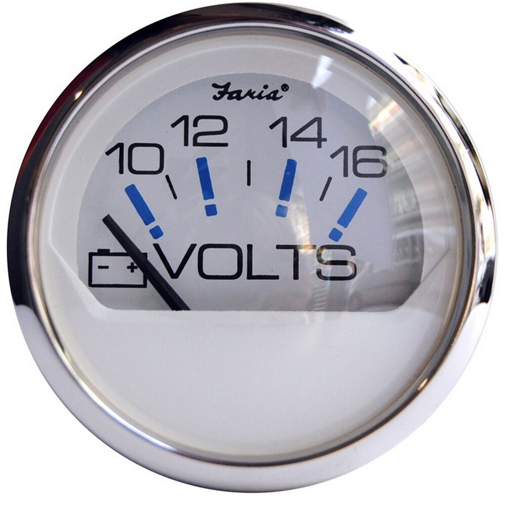 FARIA CHESAPEAKE WHITE SS 2" VOLTMETER 10-16VDC
