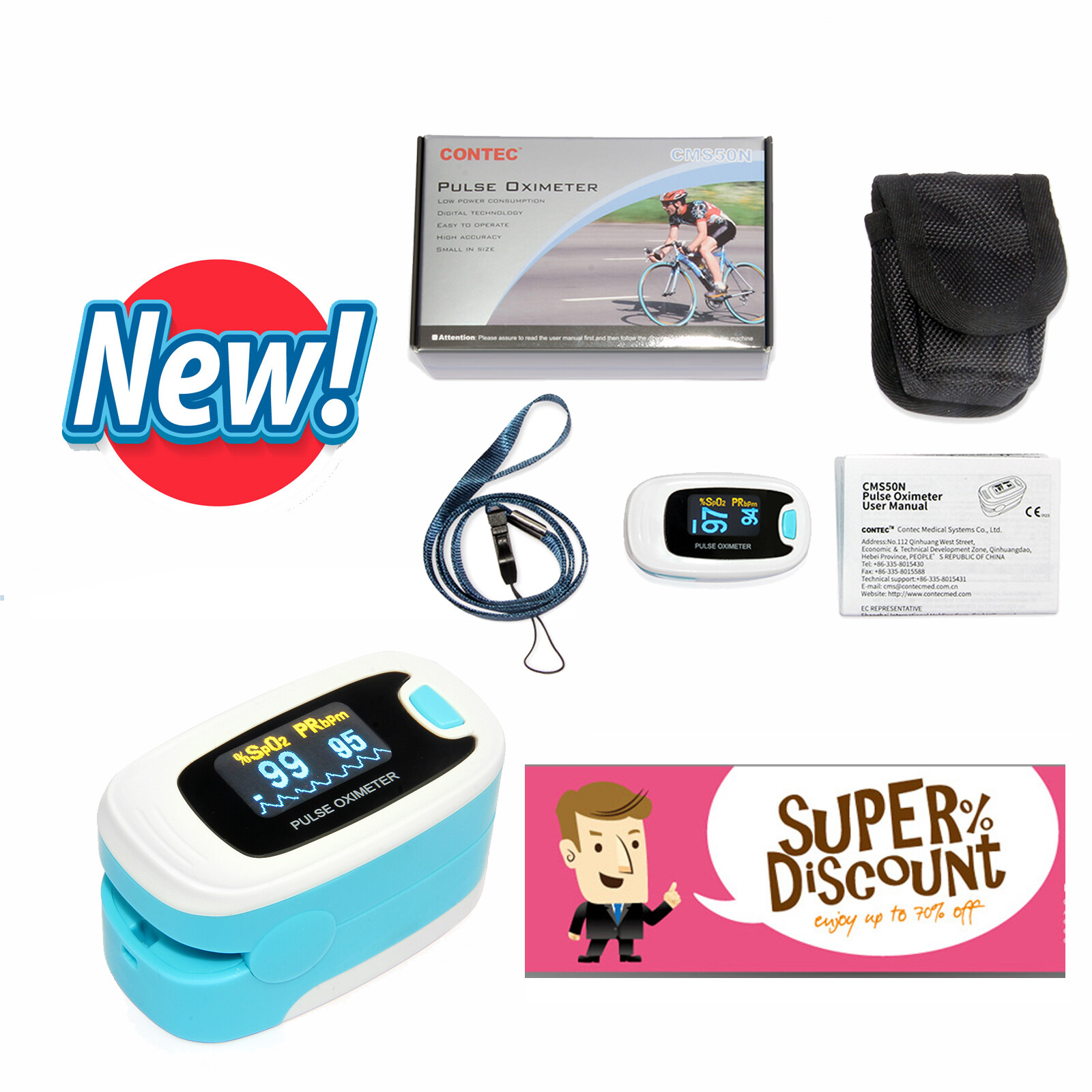 Finger Tip Pulse Oximeter SpO2 Heart Rate monitor blood oxygen Sensor Meter O2