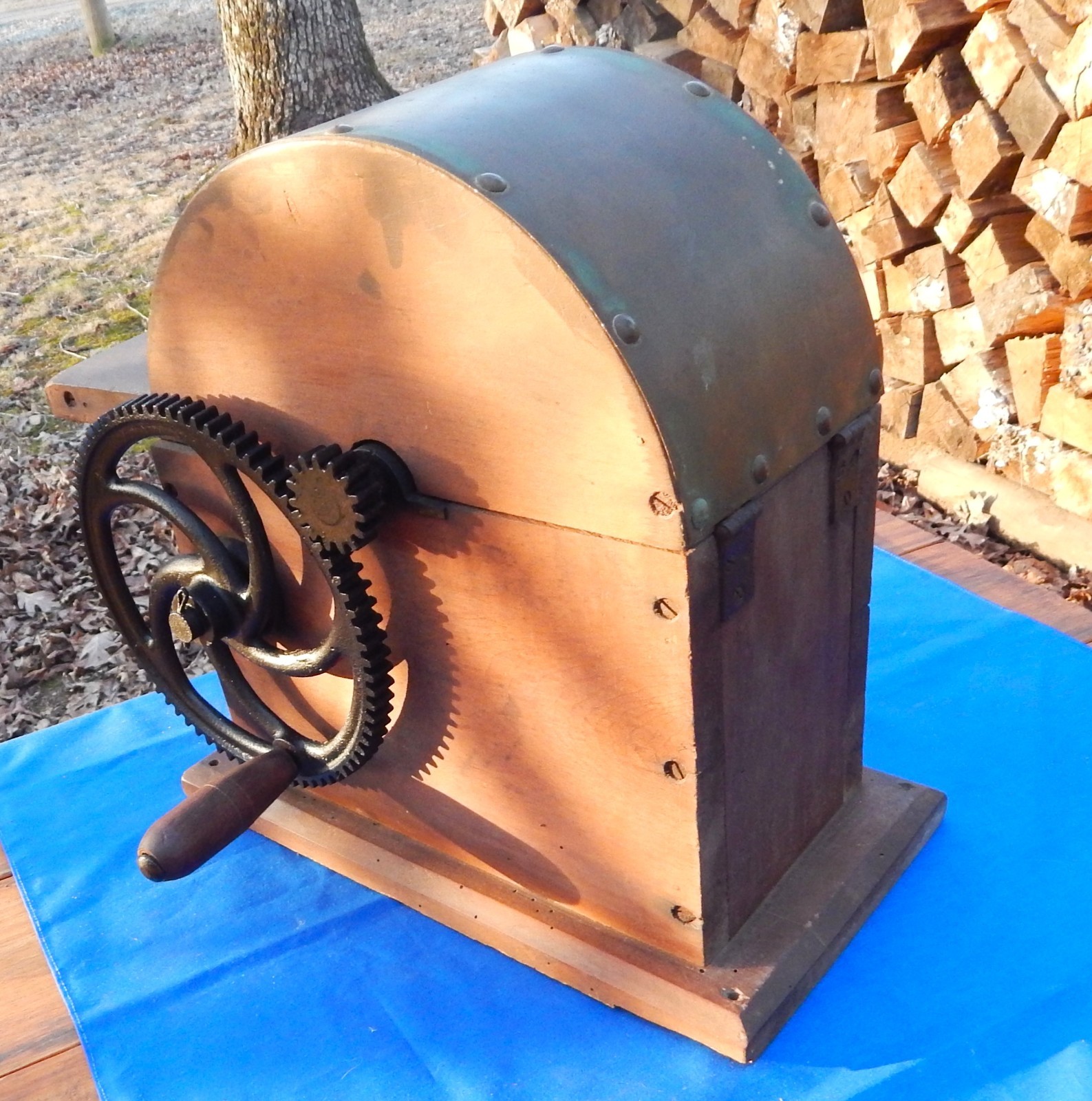 1800s Horseradish/Hard Cheese Grinder - Brass, Cast Iron and Wood