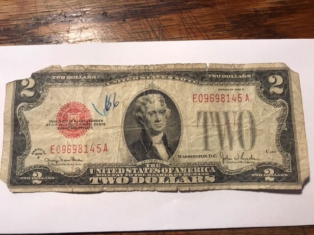 3-Two Dollar Notes Heavy Circulated #1283