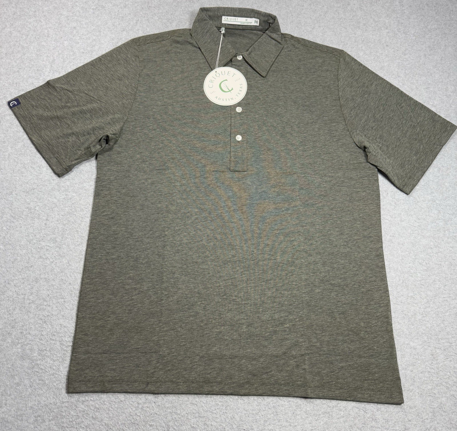 Criquet Performance Polo Shirt Mens Medium Olive Green Stretch
