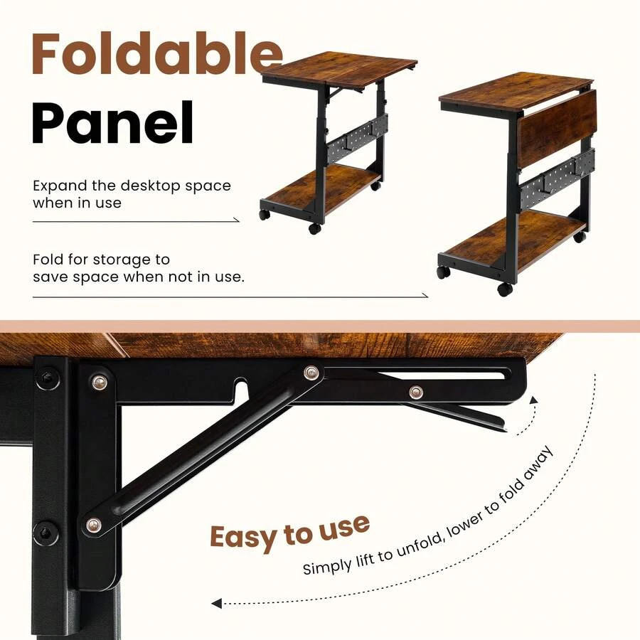 2-Tier Tower Stand, Height Adjustable PC Stand, Computer Cart Withp