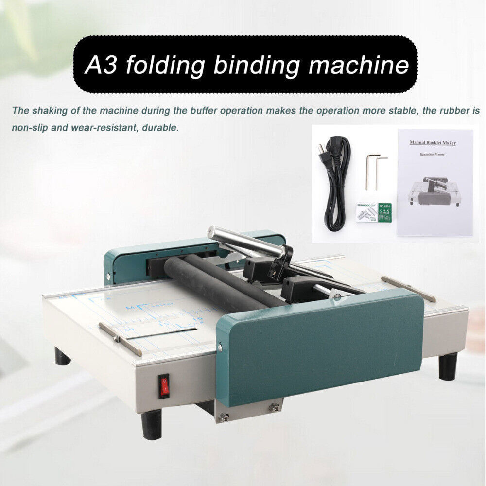 60W A3 Booklet Folding Binding Machine Paper Stapling Making Book Stapler 220V