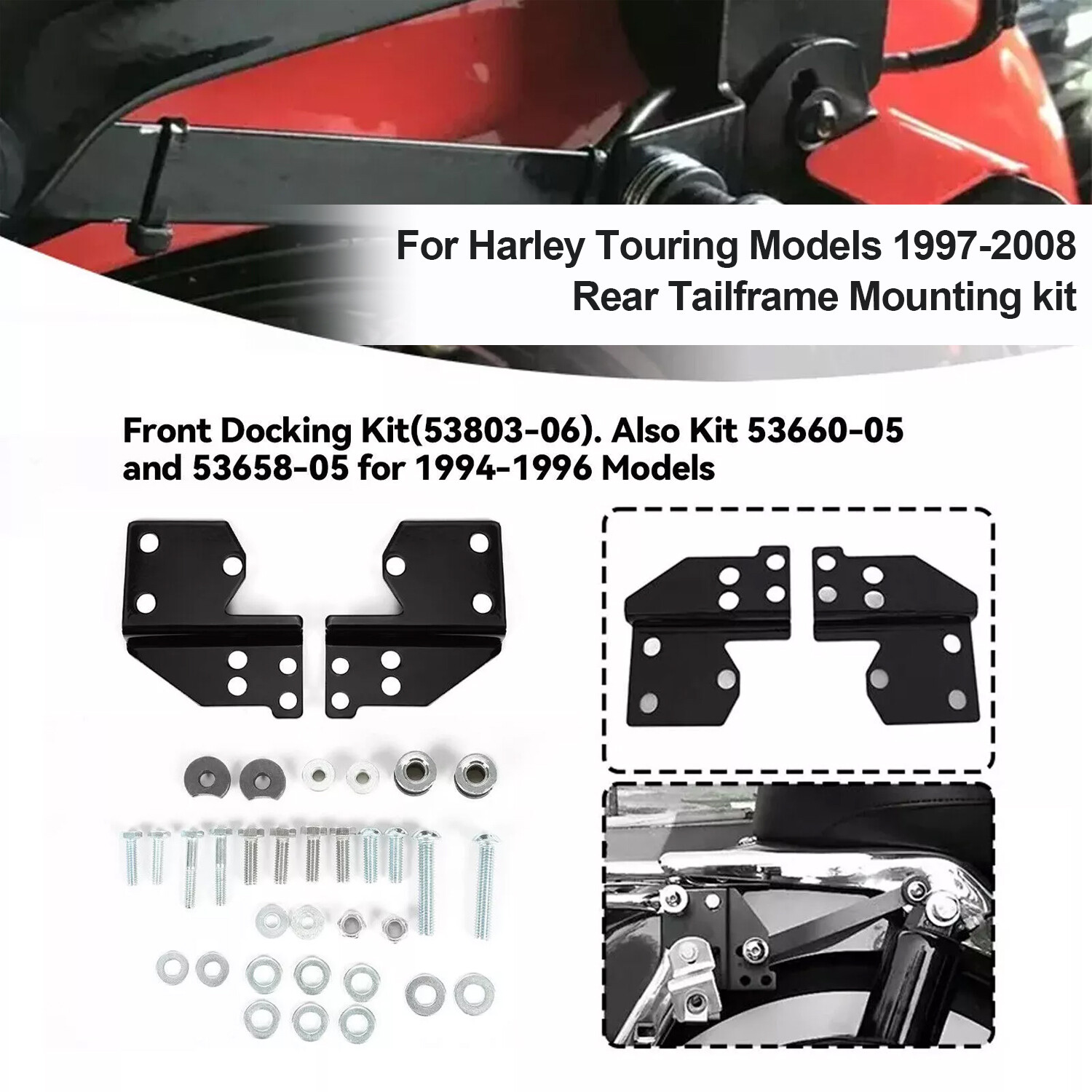 For 97-08 Harley Touring Quick Release Sissy Bar Backrest Docking Hardware Kits