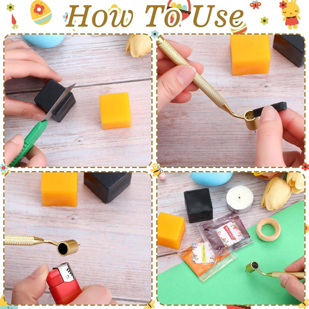 13 Pcs Easter Egg Decorating Kit, Square Beeswax Fluid Writer Paint Applicato...