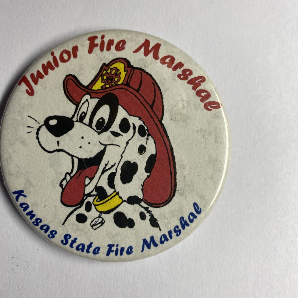 Pin back  2 1/4”  Junior Fire Marshal  Kana dad State Fire Marshal