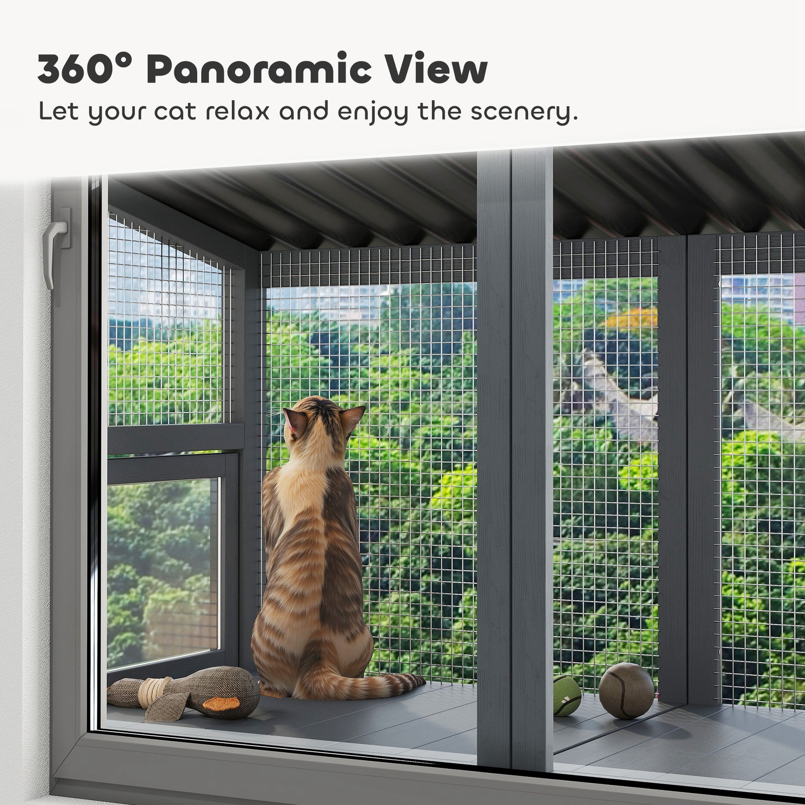 PawHut Outdoor Cat Catio, Cat Enclosure Window Perch with Jumping Platform
