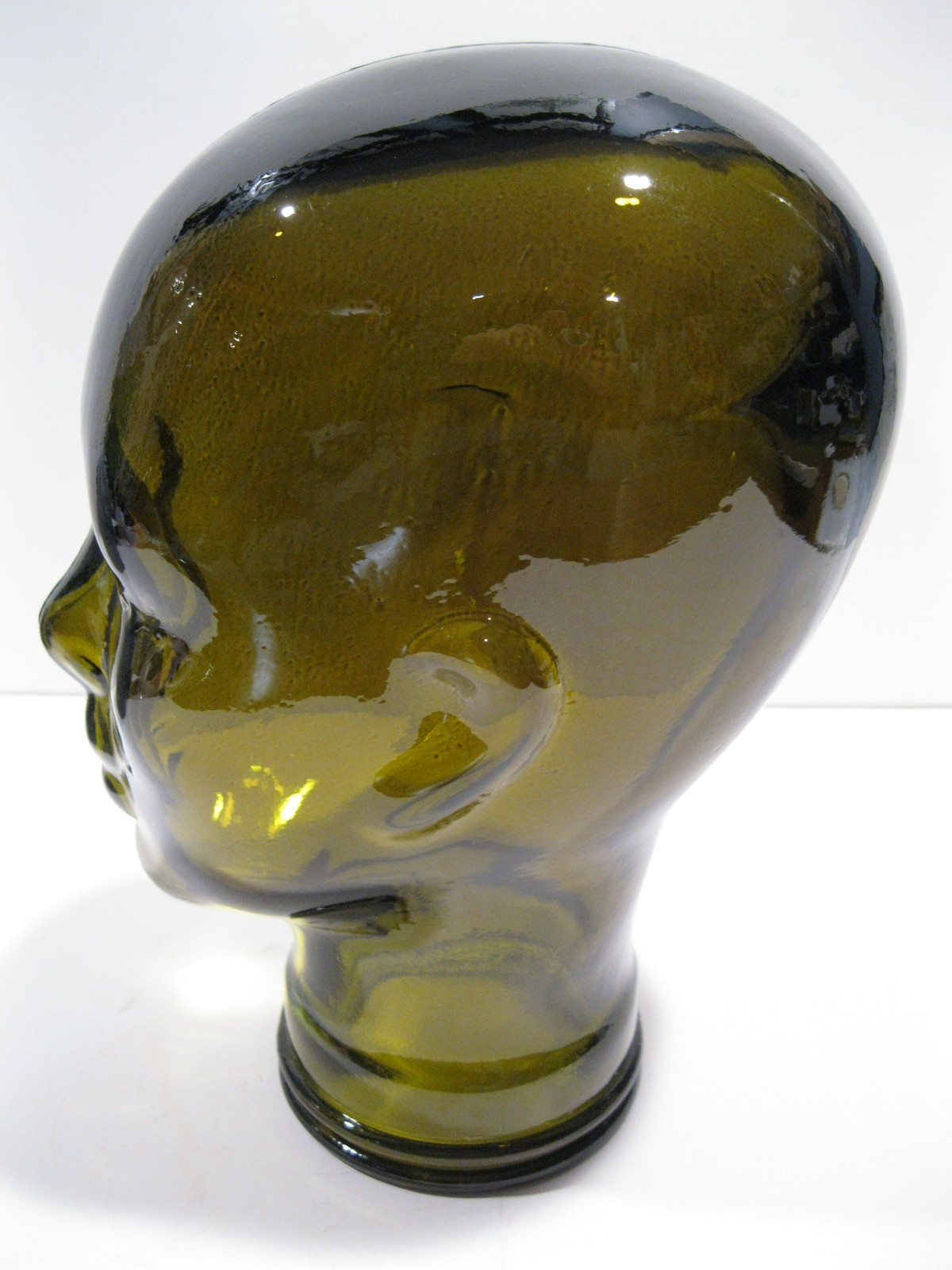 Glass Head OLIVE GREEN, Life Size Mannequin Head for Decor, Display Hats, Wigs