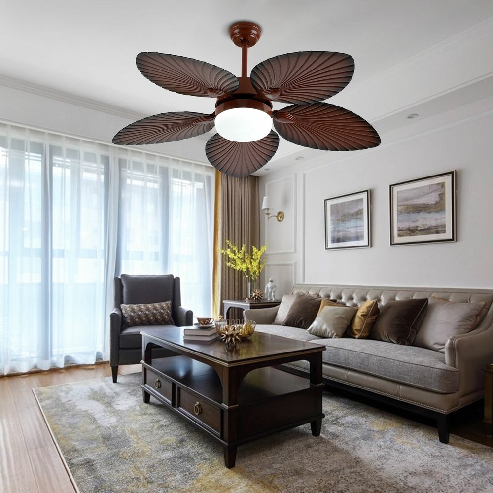 42 inch Tropical Palm Leaf Shape Ceiling Fan with Light Changes W/Remote Control