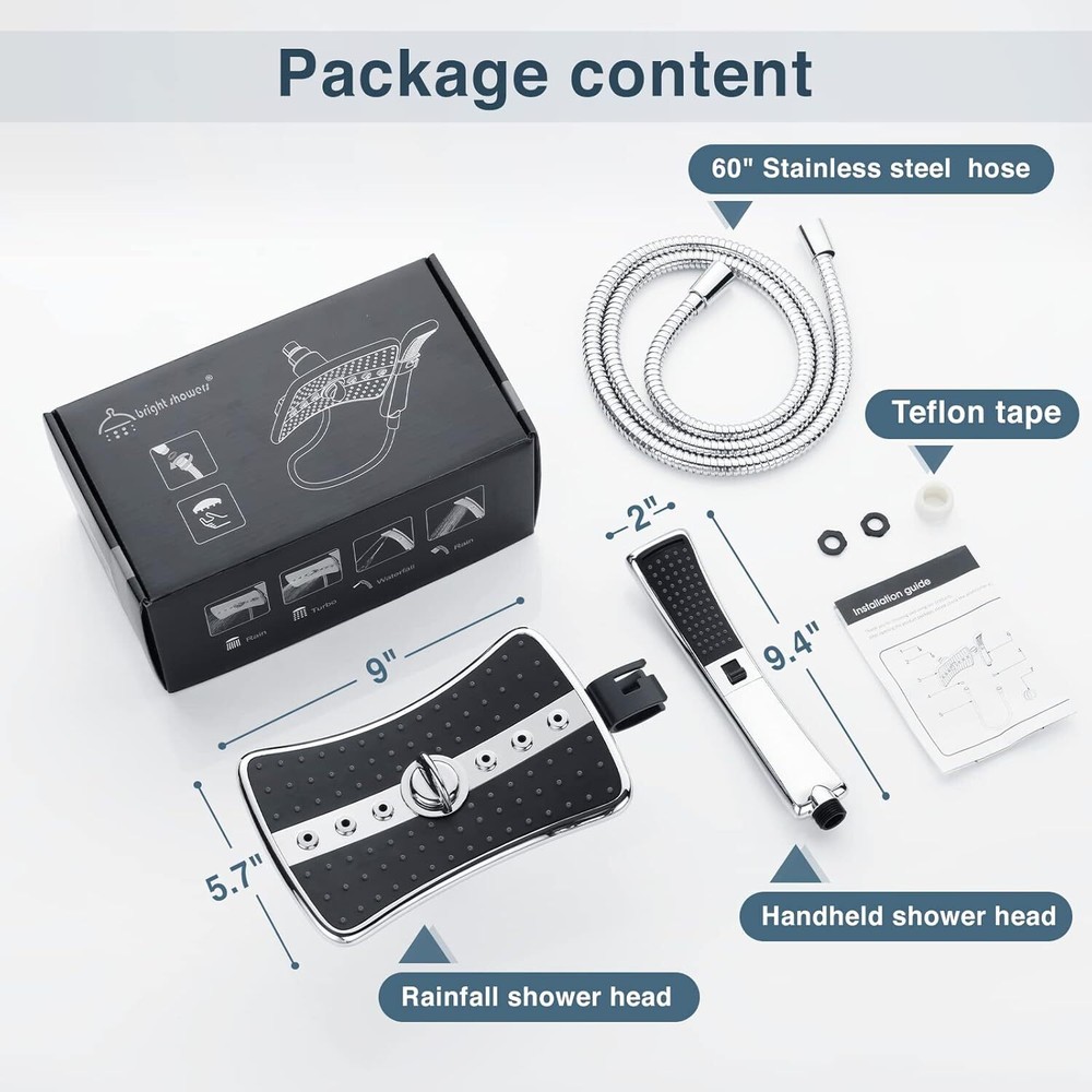 Dual Showerhead Combo Set, Handheld Showerhead Rainfall Showerhead Combo