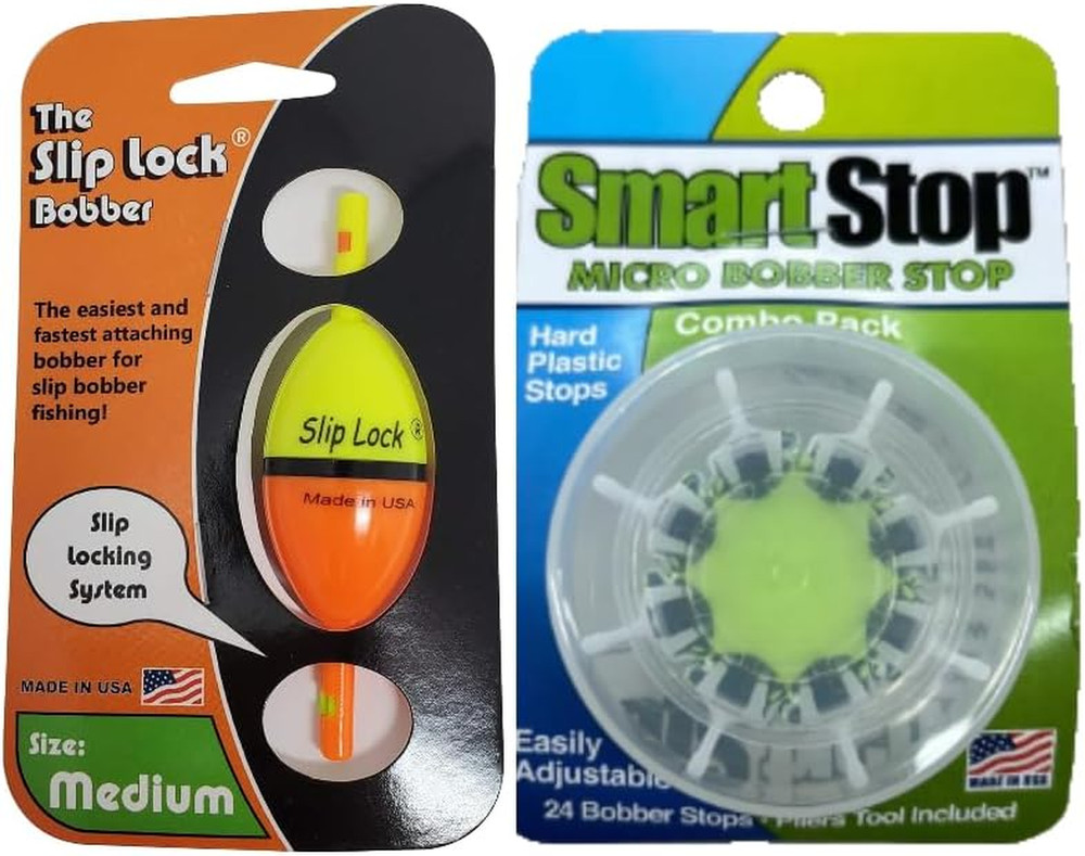 Smart Slip Lock Bobber and Smart Stop Micro Bobber Stop Combo Pack (Mini, Small,