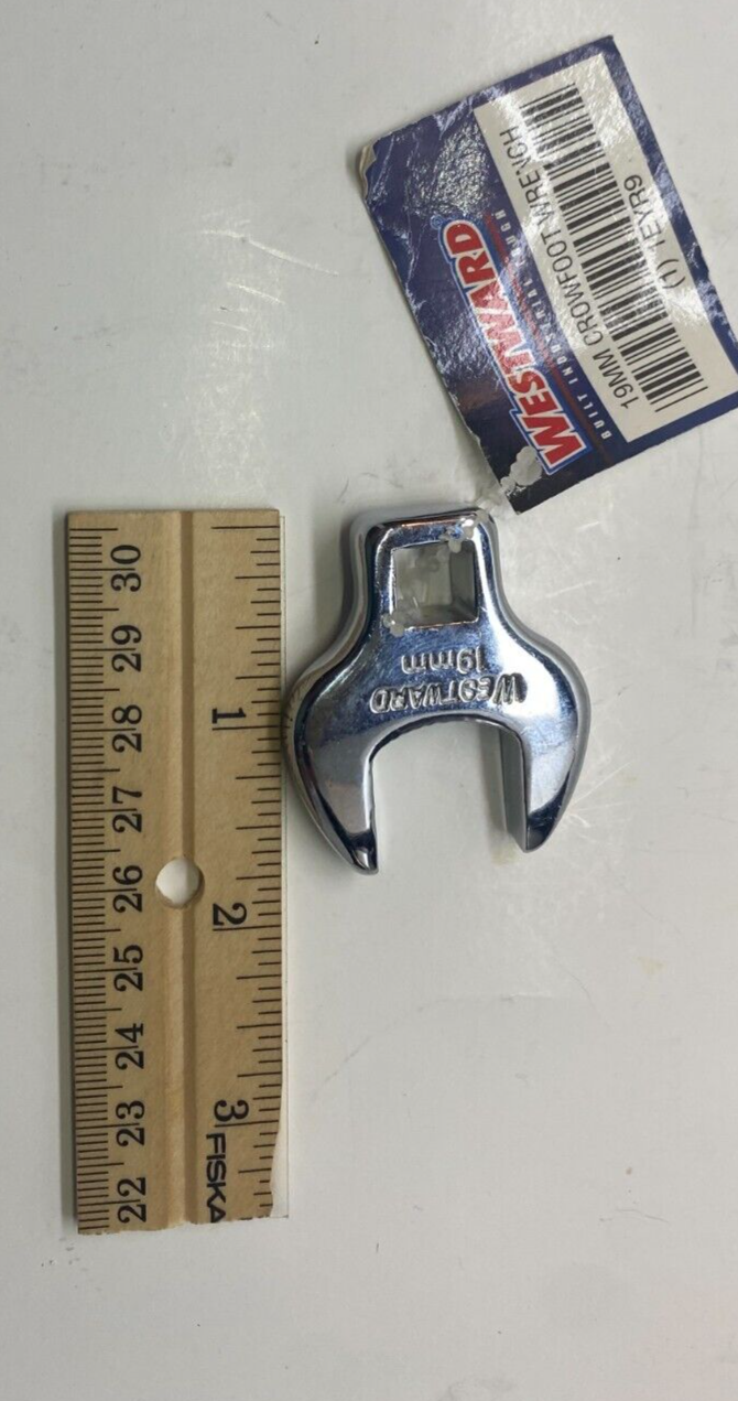WESTWARD 19mm Crowfoot Wrench - 3/8" Drive - Open End - Chrome Finish