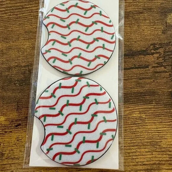 Christmas Tree Cake Neoprene Car Coasters