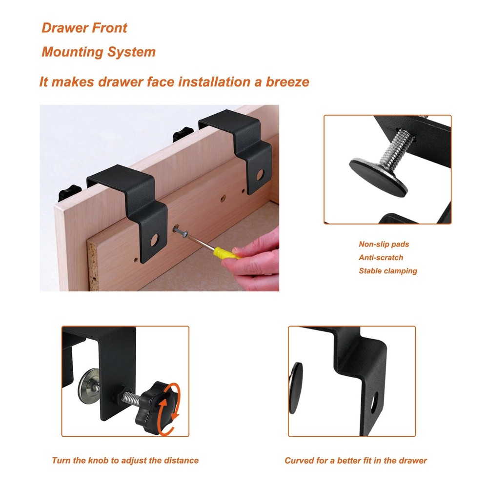 4Pcs Drawer Front Installation Clamps, Drawer Fixing Clips, Adjustable Drawer...