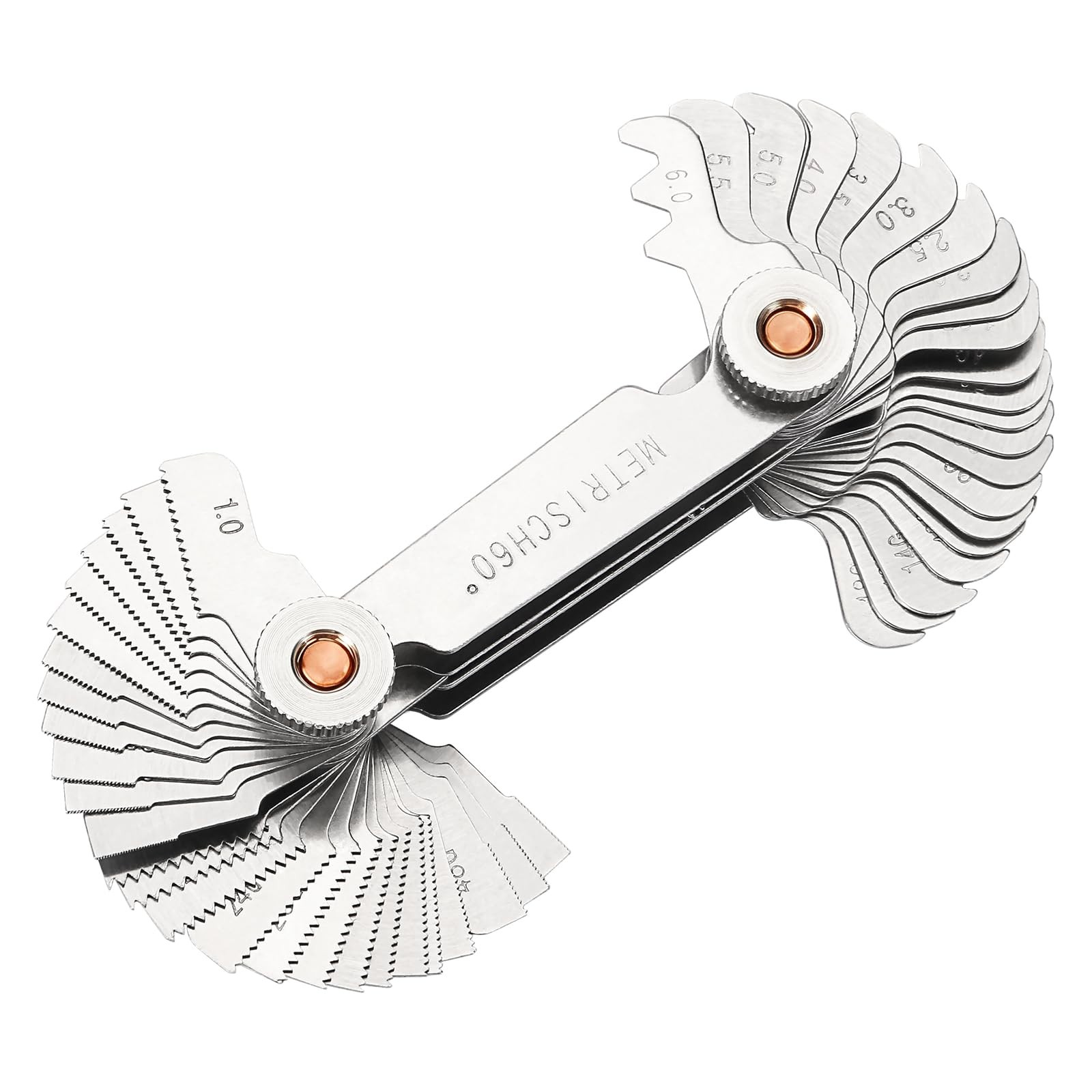 Professional Thread Gauge, 3-in-1 Thread Pitch Gauge: Metric 60°, Whitworth 5...