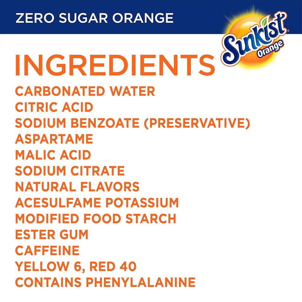 Zero Sugar Orange Soda 12 Pack Cans