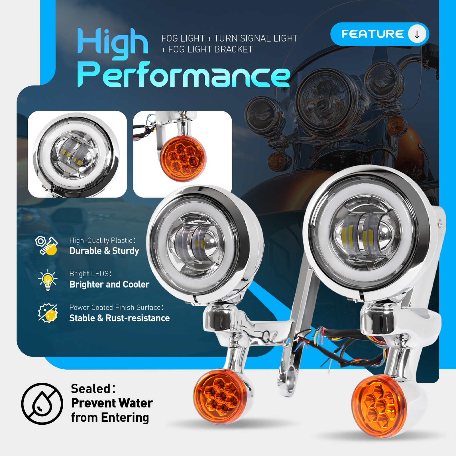 LED Fog Light Turn Signal Spot Bracket For Harley Electra Street Glide FLHX FLHR