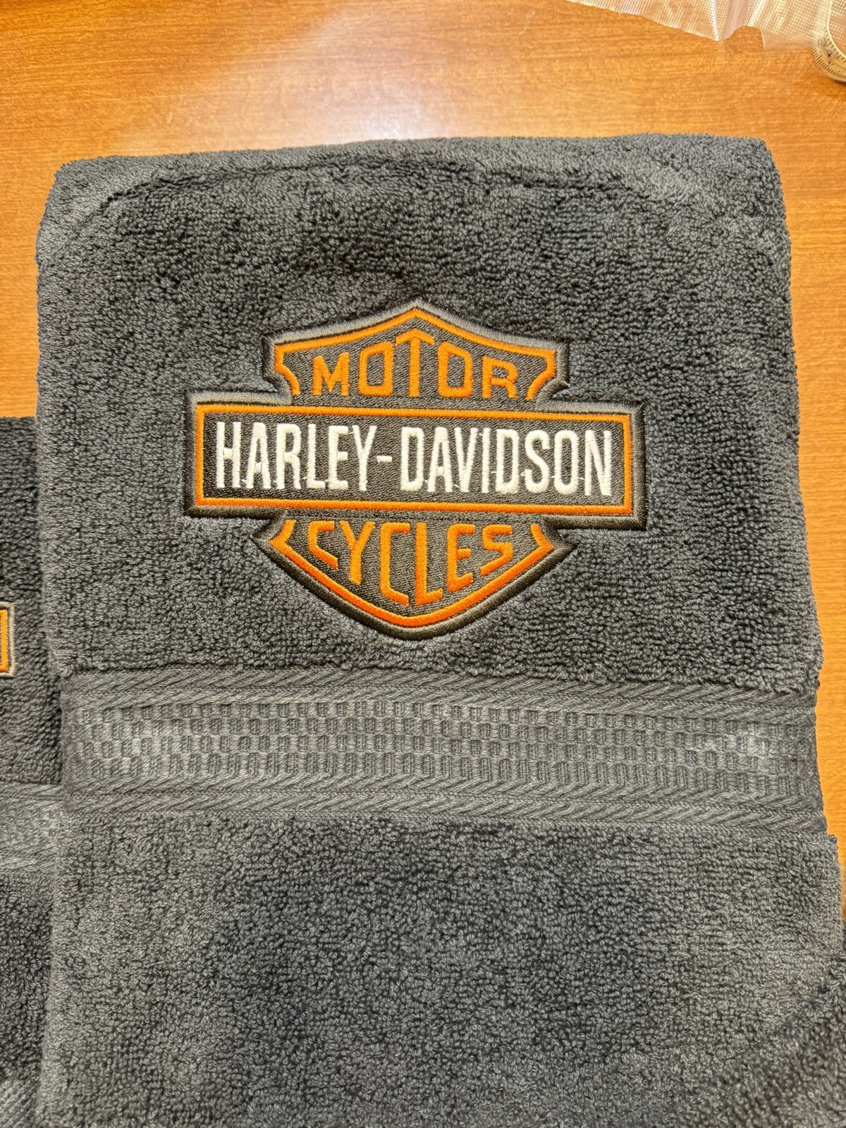 Towel Set 3pc. Bath Towel & Hand Towel Black Harley-Davidson Embroidery