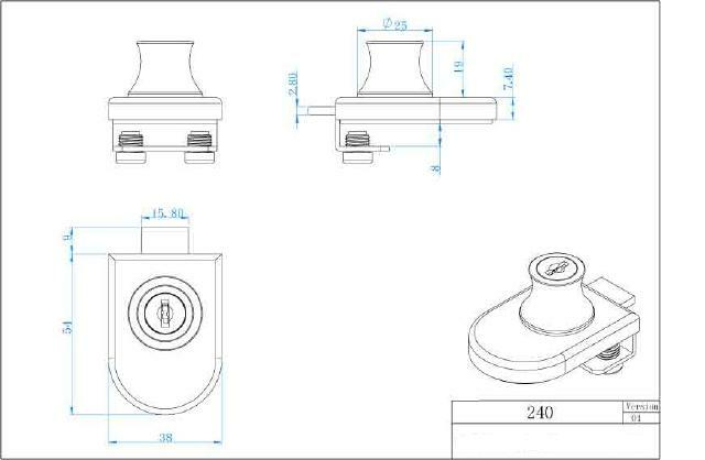 Sliding Glass Door Lock Showcase Display Jewelry Case Retail all keyed alike 240