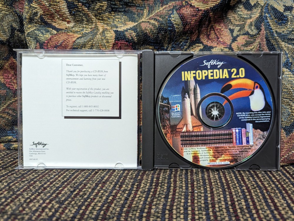 Infopedia 2.0 Ultimate Multimedia Encyclopedia (PC CD-ROM, Soft Key, 92-95)