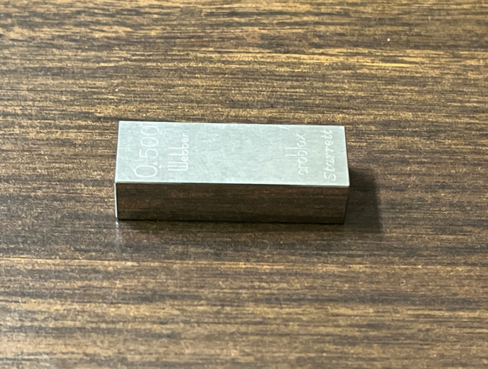 .500" Starrett-Webber Gage Block with certification