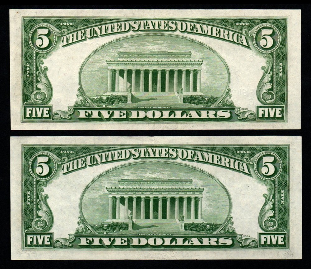 Five (5) UNC 1950 Notes - (3) 1950, (2) 1950A Federal Reserve Notes!