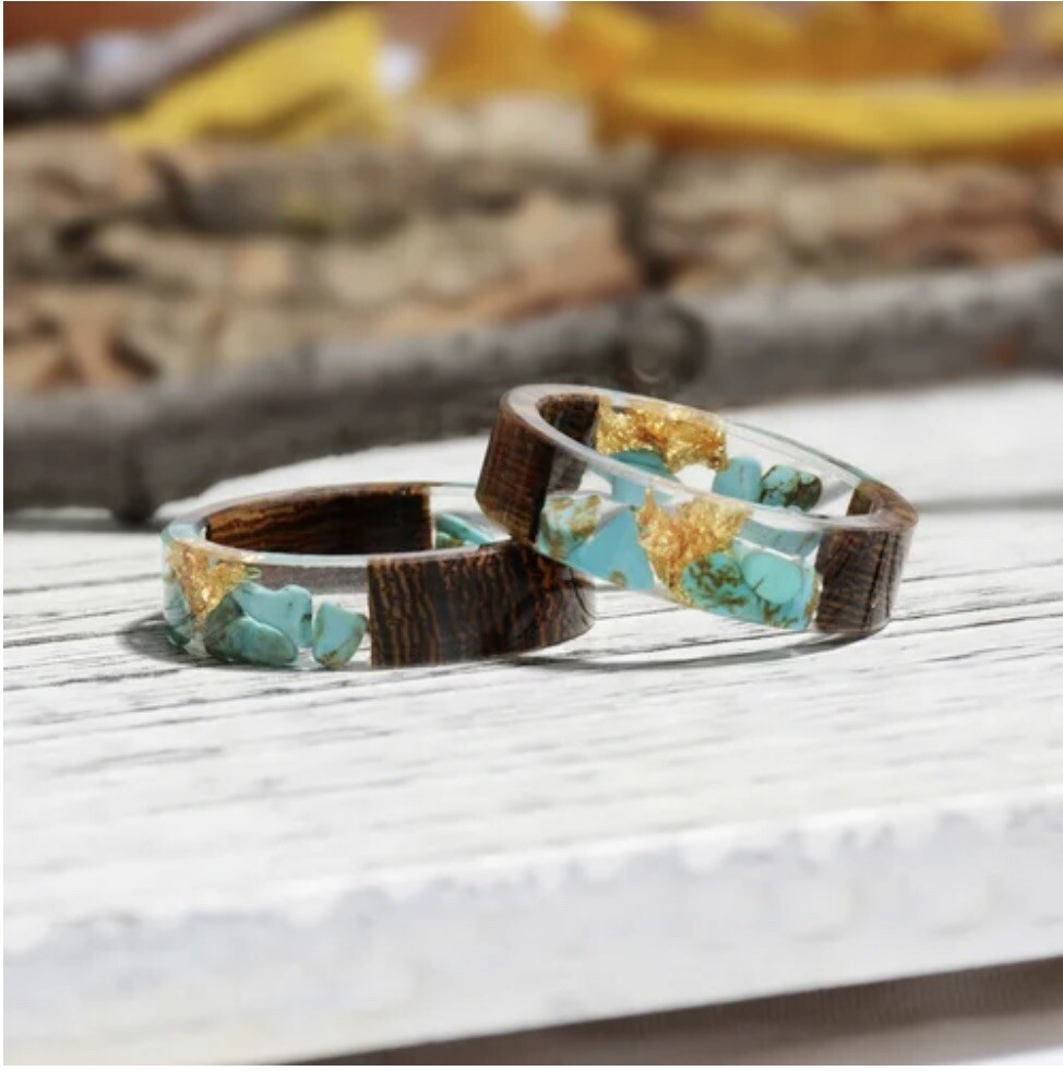 unique handmade wood resin ring