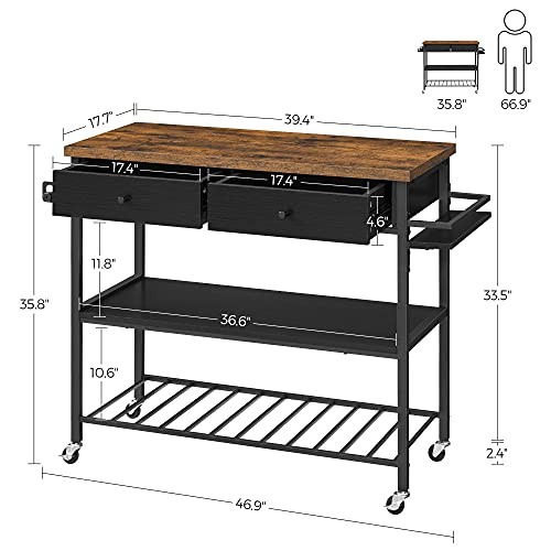 VASAGLE Kitchen Island, Kitchen Cart, VASAGLE003B01 - Rustic - Scratch & Dent