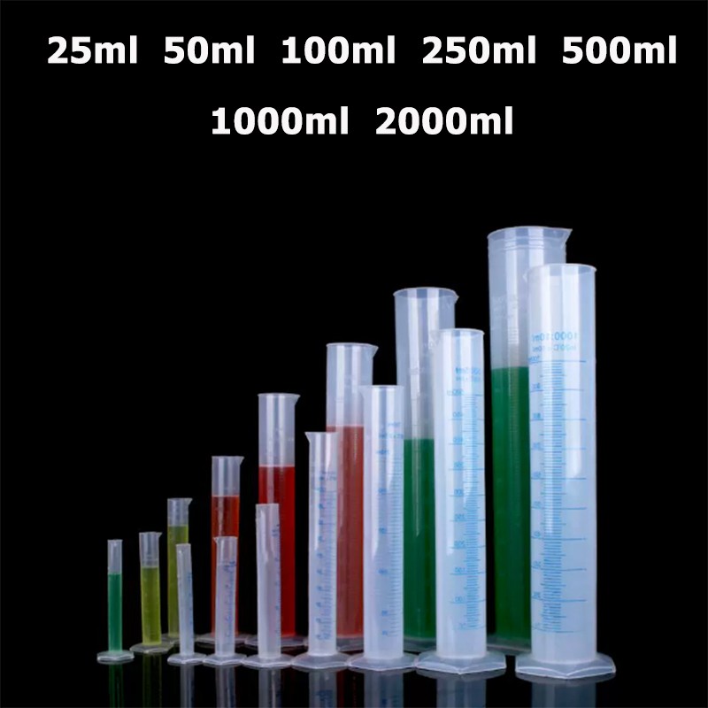5ml-2000ml Plastic Measuring Cylinder With Scale Blue Print  Lab Test Graduated