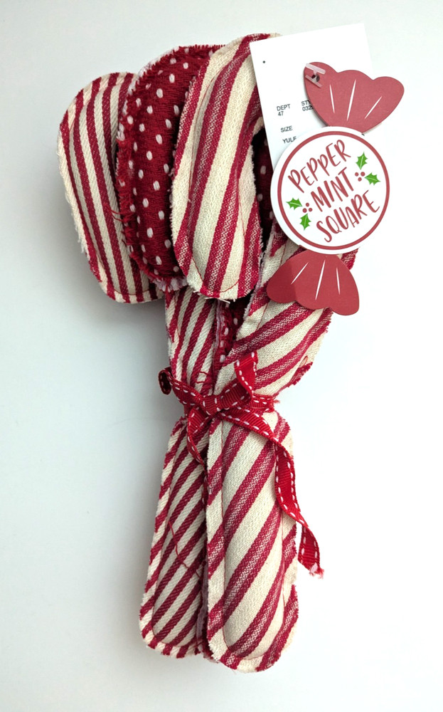 Pepper Mint Square Print Fabric Soft Candy Cane Bundle 10" Red White Multi NWT