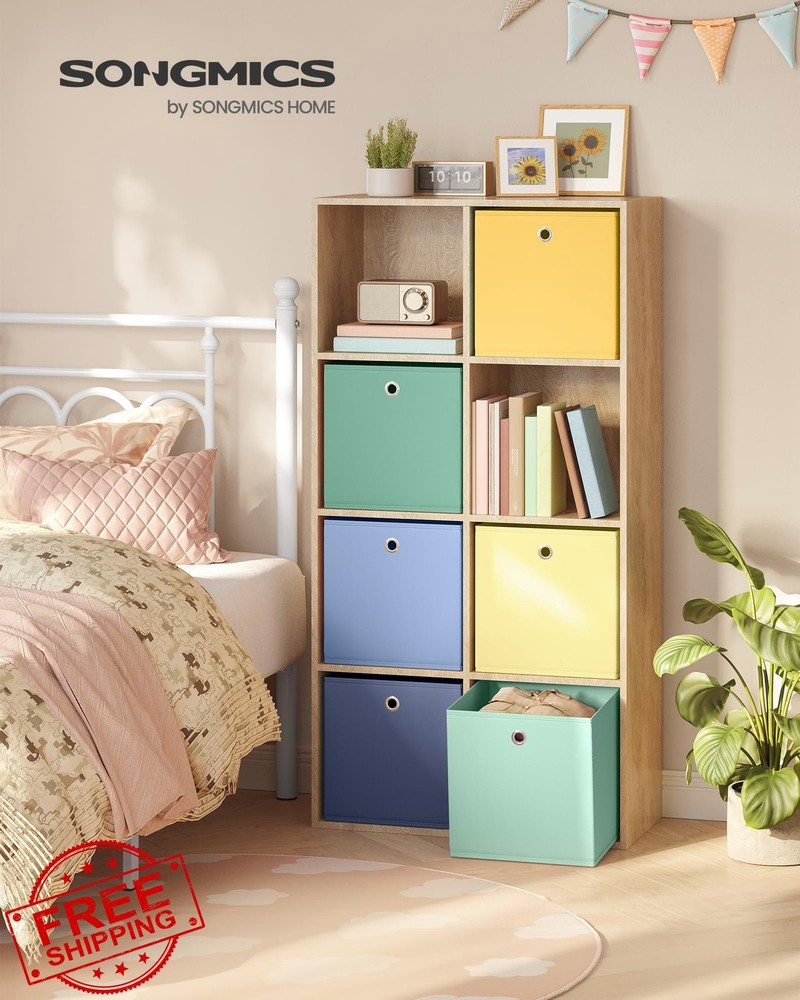 SONGMICS 6 Pack 13" Fabric Storage Cubes Rainbow Shelf Bins