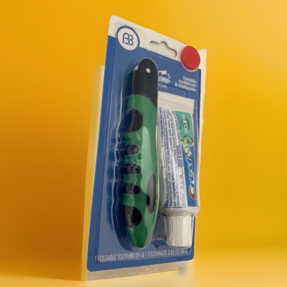 BB Foldable Toothbrush and Toothpaste *Teal Color*