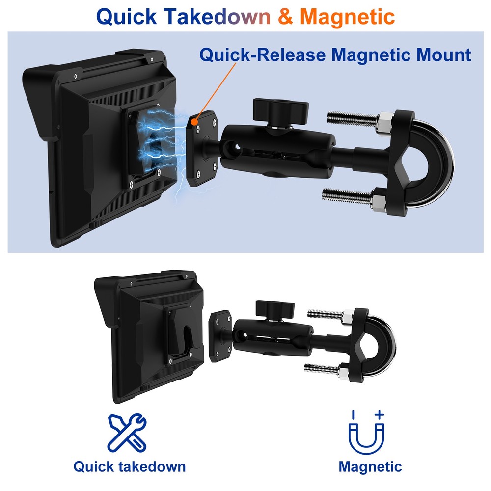 2026 7" Wireless Motorcycle CarPlay Android Auto Navigation (Includes 128G SD)