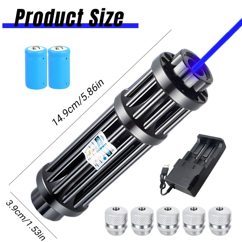 10Watt Adjustable High Power Blue Burning Laser Pointer Visible Dot Torch Light