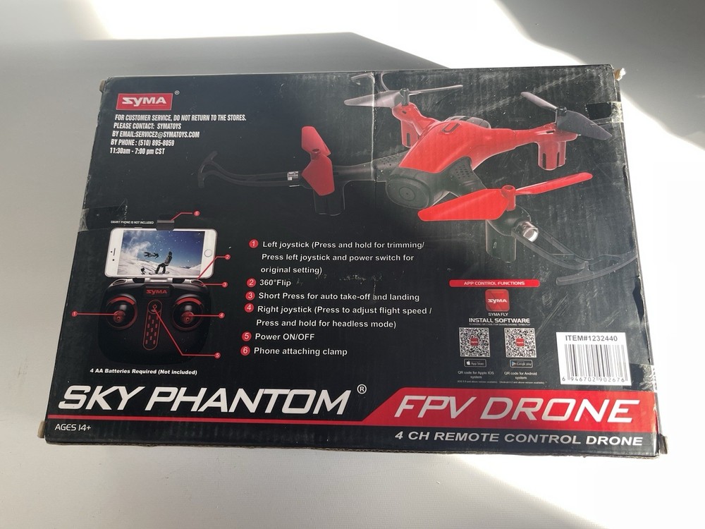 SYMA SKY PHANTOM FPV DRONE 4 CH REMOTE CONTROL DRONE(Red)(NIB)…