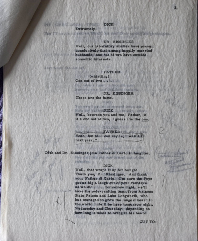 1970 The New Dick Van Dyke Show Original Type Written Screenplay Script