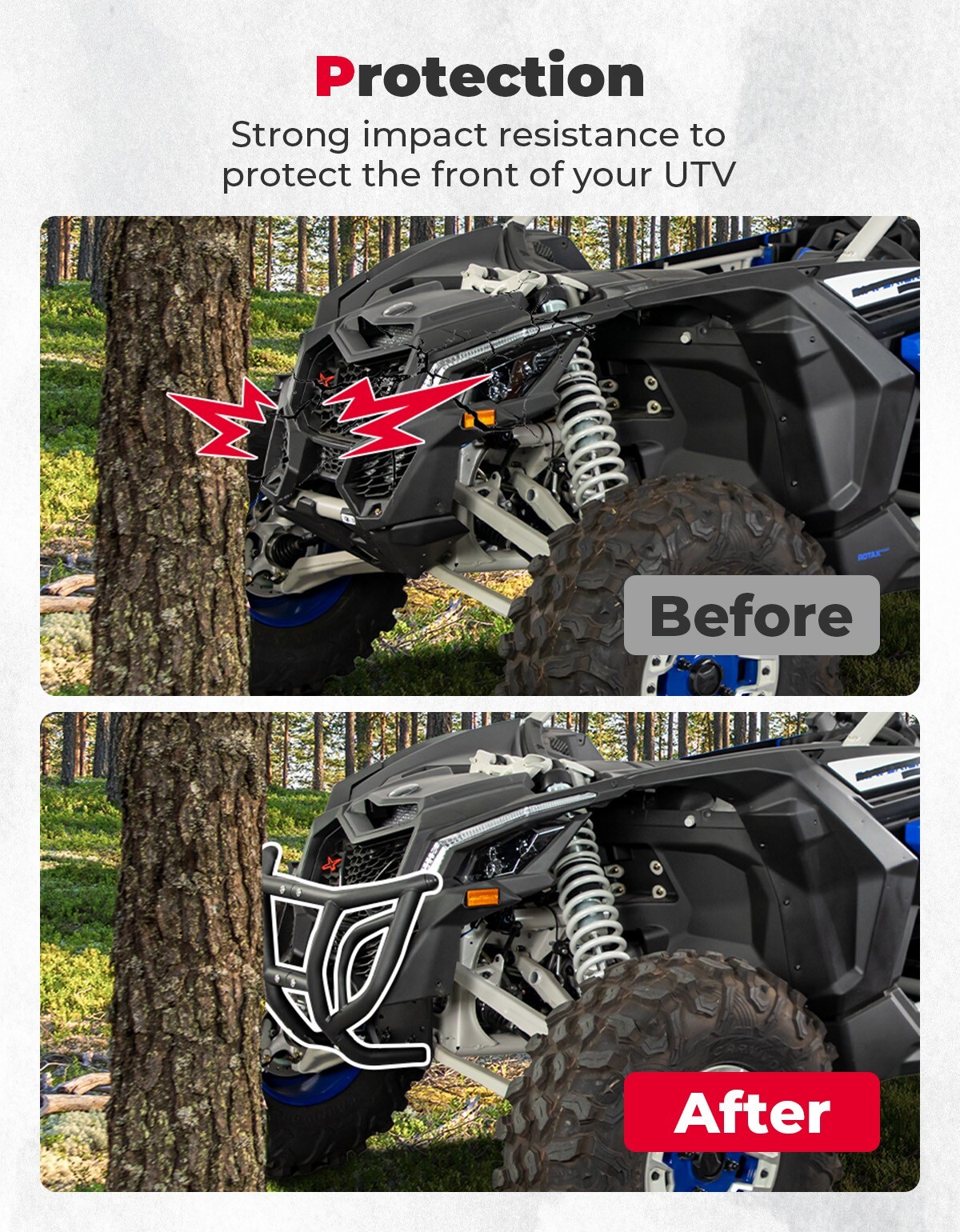 Front Pre-Runner Bumper Brush Guard For 2017-2024 Can-Am Maverick X3 & X3 Max