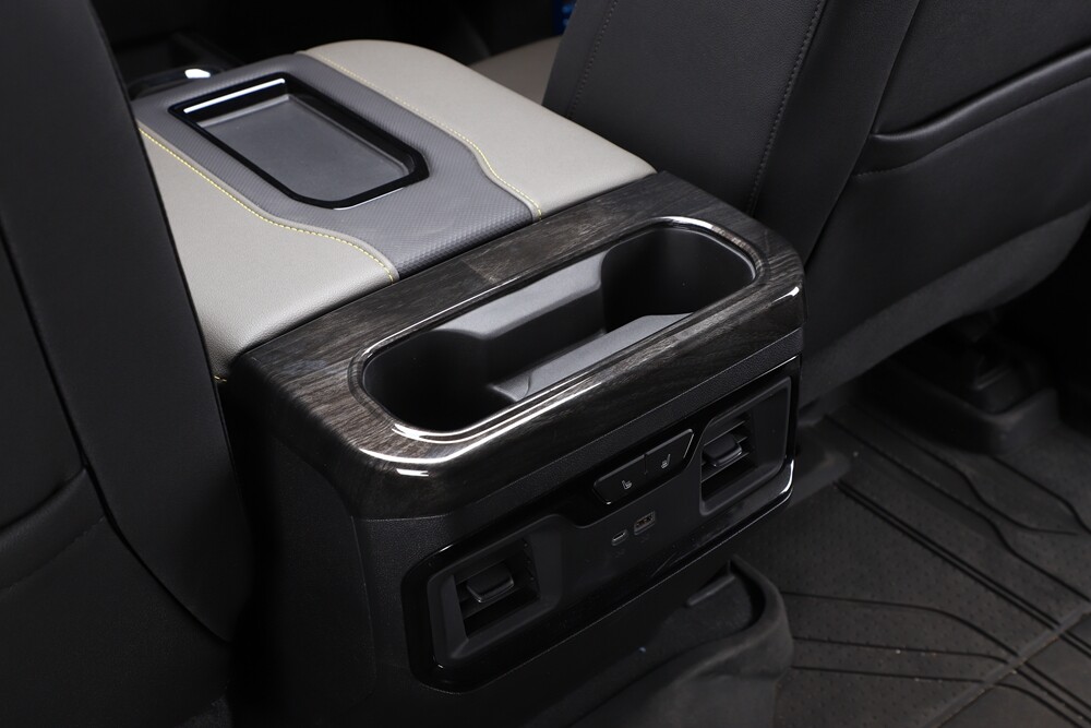 Black Wood Armrest Box Rear Cup Holder Panel Trim for Chevy Silverado 1500 2019+