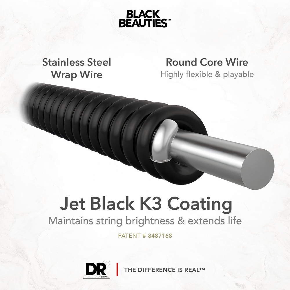 DR Strings - Black Beauties - Bass Guitar Strings 5-String Set - Light 40-120...