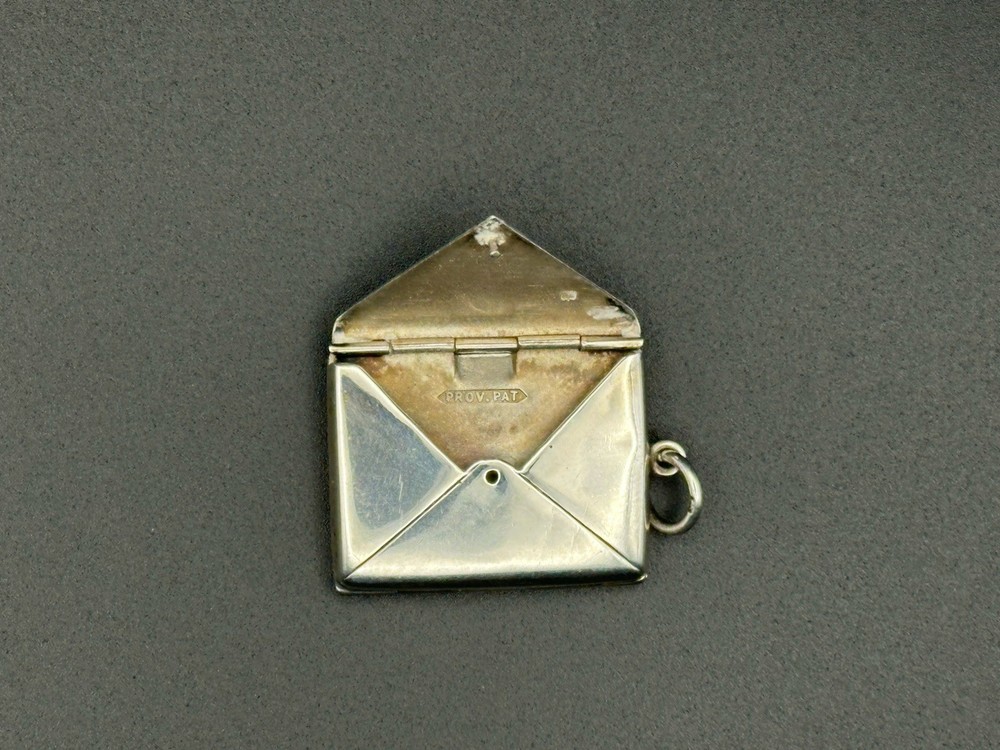 Edwardian Solid Silver Enamel Double Stamp Case Pendant 1D 1/2D 1903