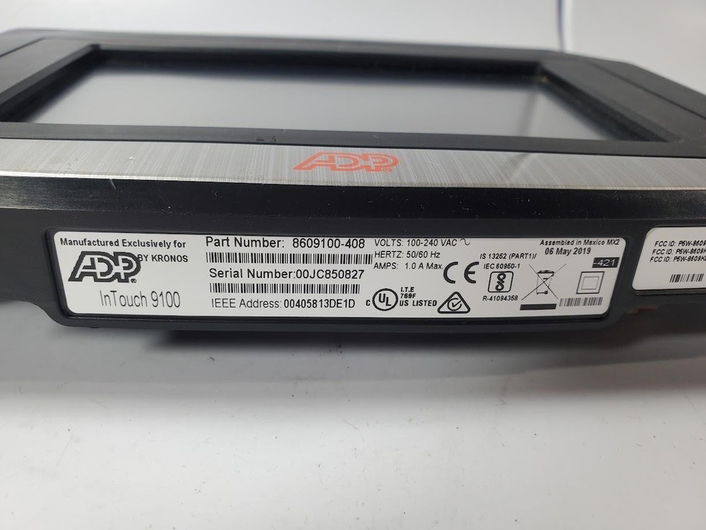 ADP Kronos 8609100-408 InTouch 9100 Time Clock
