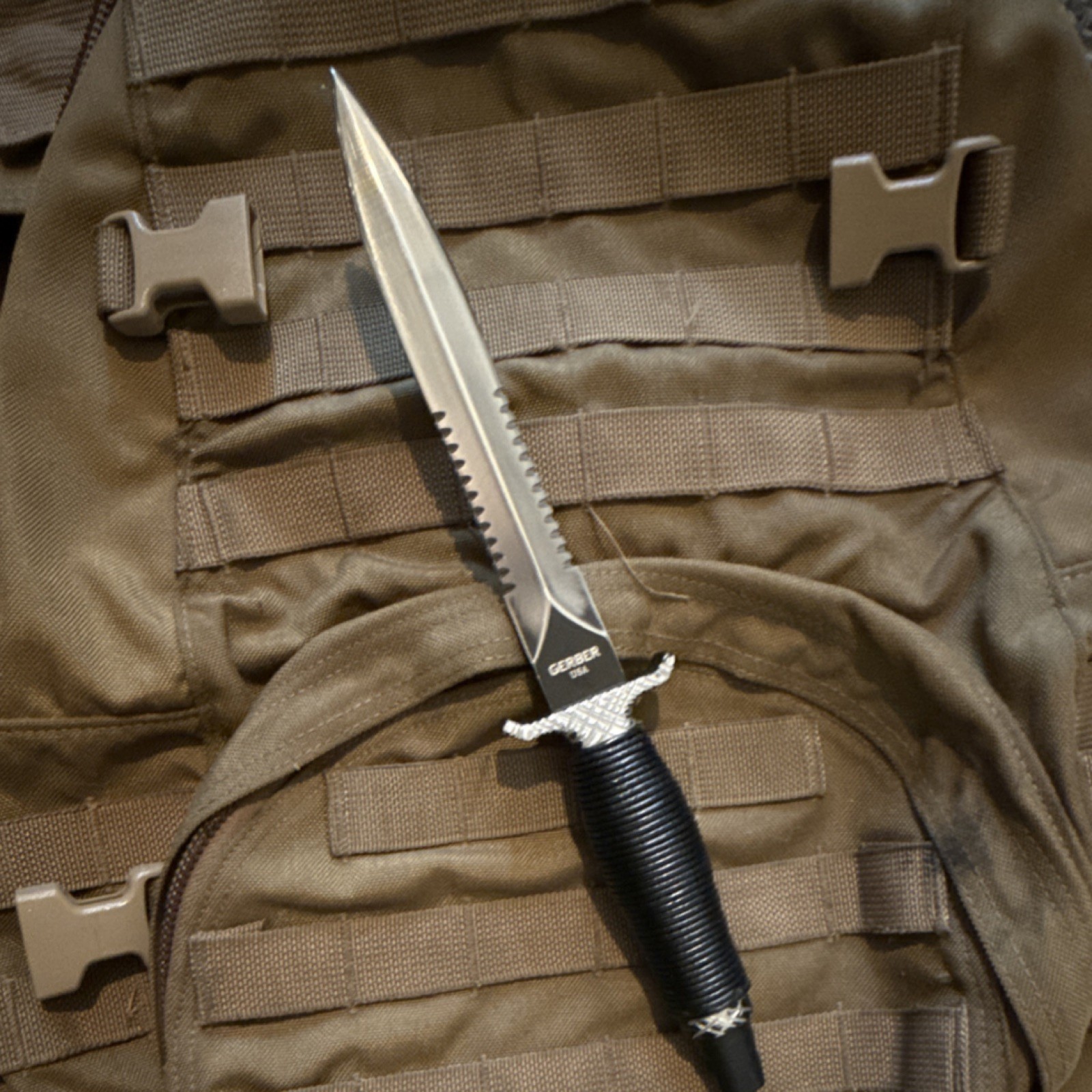 Gerber Double-Edge Dagger - Modified for lightness and grip. Highly Sharpened.