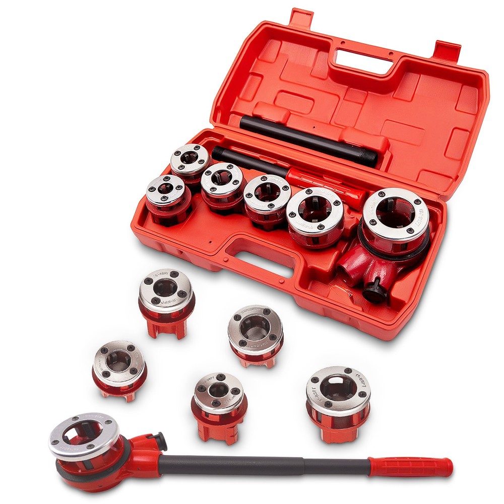 Ratcheting Pipe Thread Threader Die Hinge Plate Head Handle Tool Set 1/2'' new