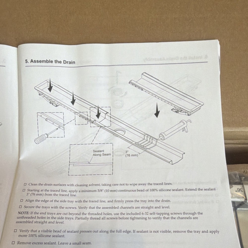 Kohler 2.5" Adjustable Linear Drain Grate Rectangular 80646-NA