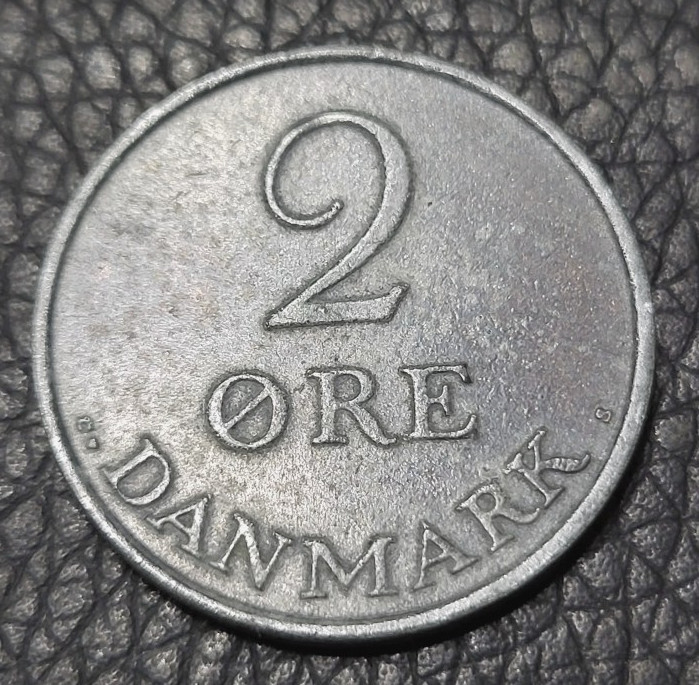 1957 Denmark 2 Øre Coin