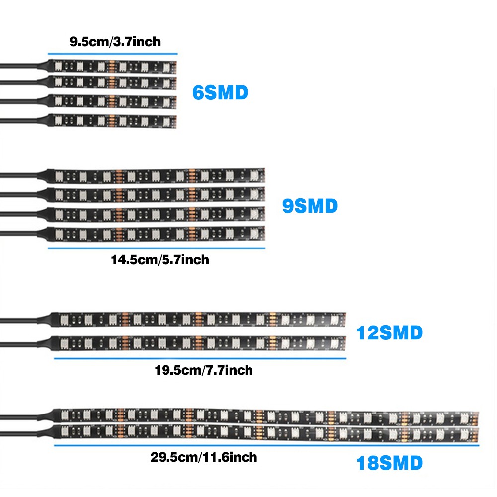 12pcs Motorcycle LED Under Glow Light Kit Multi-Color Neon Strip /Remote Control