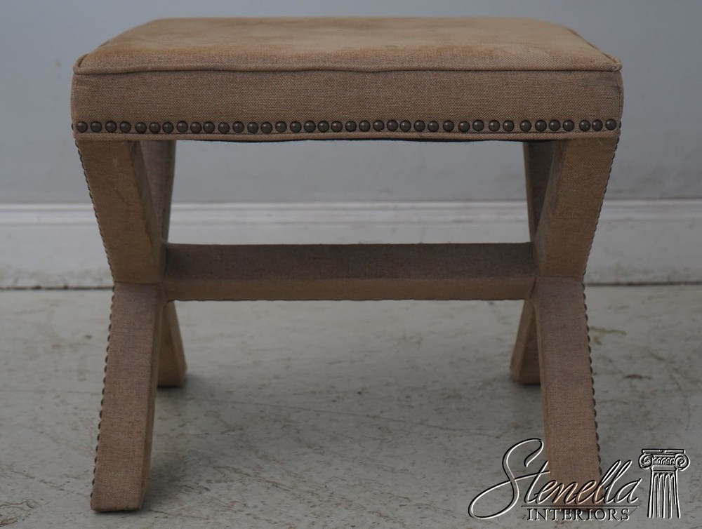 F70563: Pair SAFAVIA Modern X Form Upholstered Bench Stools