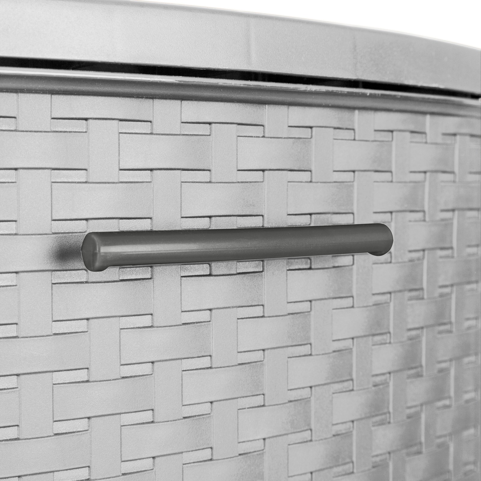 Sterilite 3 Drawer Wide Storage Tower, Plastic Weave Home Organizer, Cement